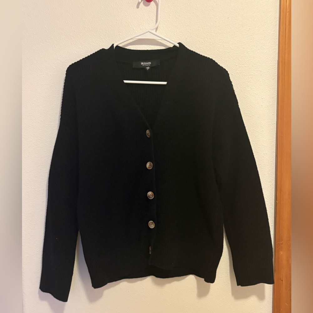 Hudson Jeans Black V-Neck Button up 100% Cotton Cardigan